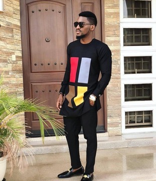 2 pièces, costume traditionnel africain pour hommes avec un pantalon assorti