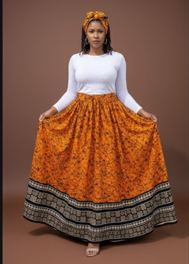 Stylish Orange Floral Maxi Skirt