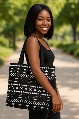 Mud Cloth African Fabric Bags Tote | Tribal Fashion | Large Capacity