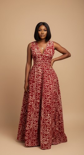 Petal Adire Maxi Gown