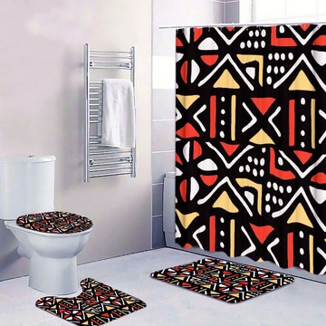 (4 Piece) - African Tribal Bathroom Set Mudcloth Abstract (MORE SIZES AVAILABLE)