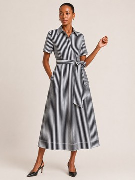 Midi Shirt Dress – Black &amp; White Stripe
