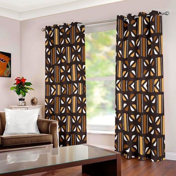 African Print Curtains Mudcloth Grommet (Two-Piece)(LARGER SIZES AVAILABLE)