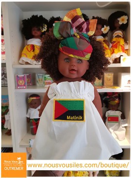 Amy-Rosemary Colibri Dolls Black Doll - White MARTINIQUE Flag