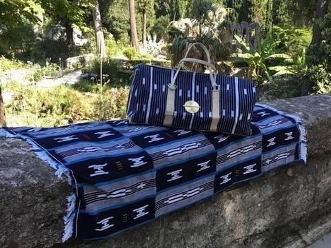 Sac de voyage en pagne tissé Baoulé ( Côte d’Ivoire )