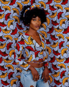 Ankara print midi dress, African womens clothing, African midi dress