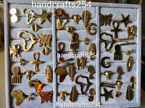 Unisex 10 brass rings, wholesale adjustable brass ring, assorted designs ring, Africa map ring