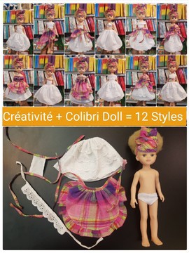 Zury Colibri Dolls (albino) - pink madras / adjustable dress