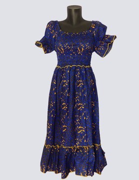 flared dress in printed bazin