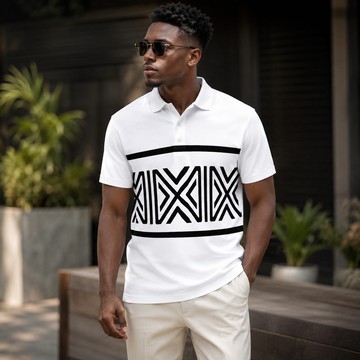 Adinkra Symbol Patterned Men's Heavyweight Polyester Polo Shirt | Heritage-Inspired Apparel | Bynelo
