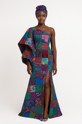 Robe longue Ankara à manches mi-longues