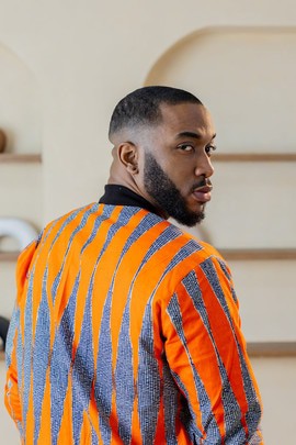MEN'S AMMA MULTI WAY BLUE AND ORANGE BOMBER JACKET
