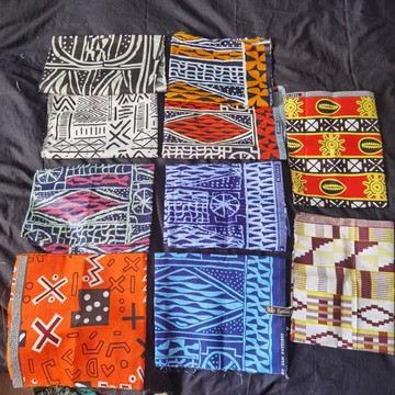 Lot 10 Coupons Tissus pagne Ndop Cameroun en coton léger 45x60