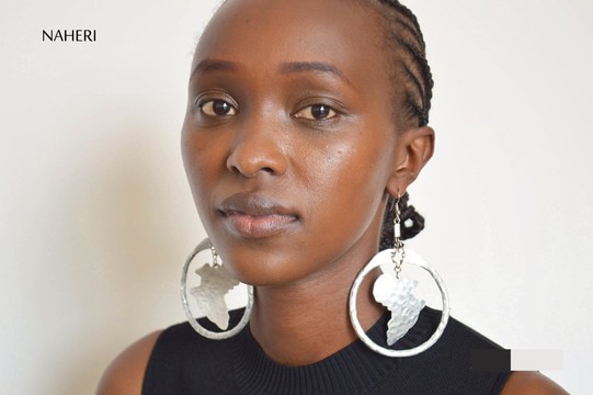 African map aluminum metal earrings hammered