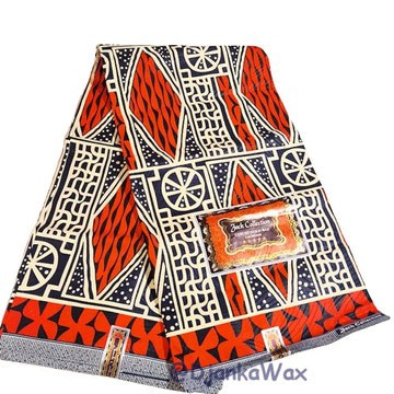 Ndop Bamiléké du Cameroun en coton léger 2 yards orange