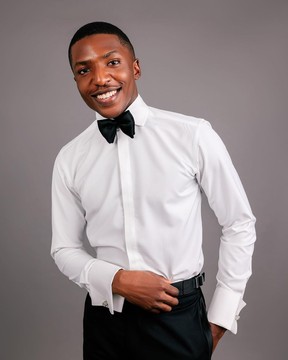 A Ivory White, Covered Button Flap, Tuxedo Shirt
