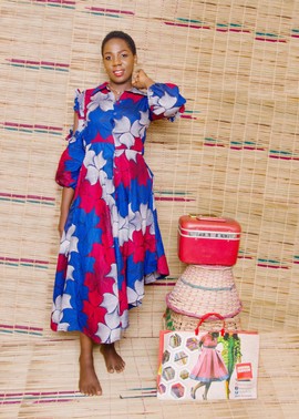 One sided High Low Flared Dress| Ankara Gown| Ankara Style| Ankara Fashion| Ankara Fabric