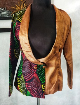 Exclusif imprimés africains bicolores et blazer femme en soie/veste femme/travail/occasions spéciales