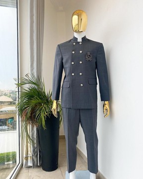 A Reloaded Grey Pin Stripe “French” double breasted safari suit