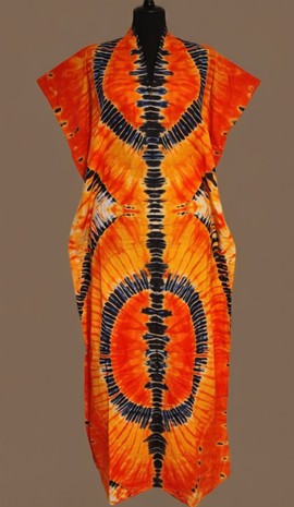 Vibrant Orange Tie-Dye Kaftan