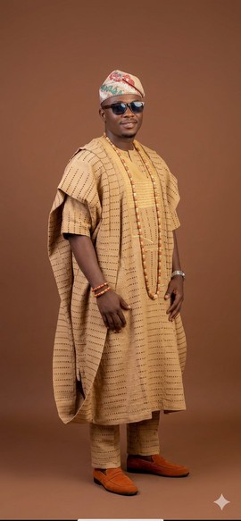 Tan Aso Oke Agbada Ensemble