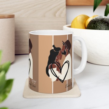 Black Love Coffee Mug | Romantic Couple Gift for Coffee Aficionados | Ceramic Tea Cup