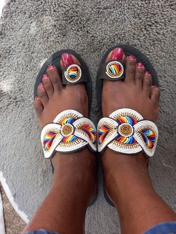Masai sandals, Beaded sandals, Female sandals, Leather sandals
