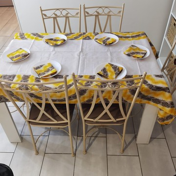 Nappe et 10 serviettes en tissu pagne wax Cameroun
