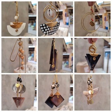 Brass earrings , brass and bone earrings , Wholesale brass earrings