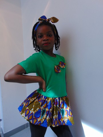 Tee-shirt customisé TUNIQUE-ROBE Fait Main Wax avec Bandeau assorti