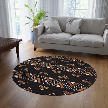 African Round Rug Carpet Mudcloth Print (LARGER SIZES AVAILABLE)