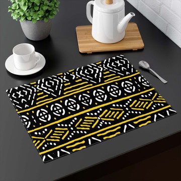 (TWO PIECES) Tabletop Placemat African Bogolan Print (MORE SIZES AVAILABLE)