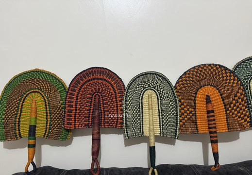 10 African Handwoven Bolga Fan – Handmade Straw Decorative Hand Fan