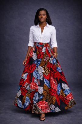 Long skirt in colorful wax print