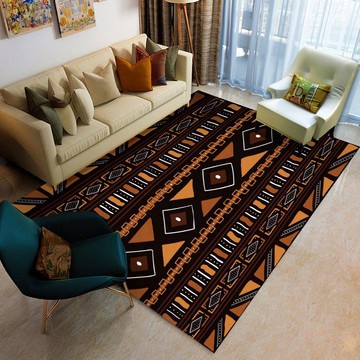 Orange and Brown Area Rug Living Room Carpet(LARGER SIZES AVAILABLE)