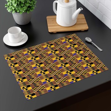 (TWO PIECES) Tabletop Placemat Afrocentric Kente Print (MORE SIZES AVAILABLE)