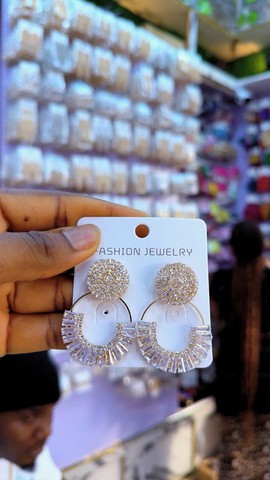 Luxury Gold Stone Earrings | Elegant Bridal Statement Jewelry