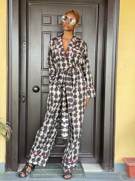 Dotted Pyjama Jumpsuit, Pyjam Kimono Style Jumpsuit Women, Wandizi Jumpsuit