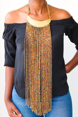 Collier à franges de perles africaines, collier multi-brins, cadeau pour elle, cadeau de mamans