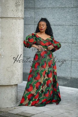 ANAN GREEN AND RED DRESS