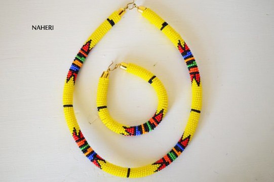 African Maasai Beaded Necklace | Zulu necklace with matching bracelet