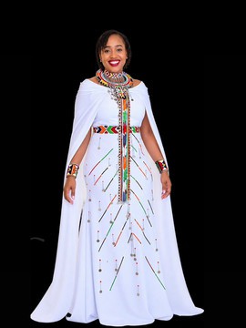 Beaded Maasai dress with a matching shawl