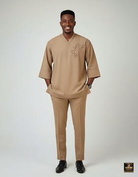 Khaki senator kaftan two pieces