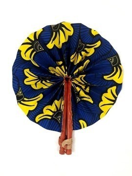 Leather and wax fan BLAN and BLEU ROSA