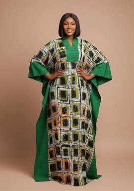 Robe boubou kaftan de luxe en imprimé africain – robe longue Agbada Ankara verte
