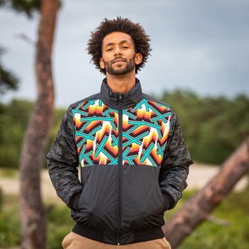 Sangaré windbreaker jacket with iridescent fabric sleeves