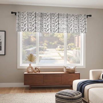 Classic White Traditional Modern Mudcloth Curtain Valance | African Window Treatment | Bynelo