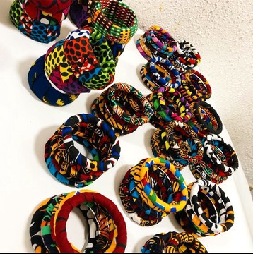 Authentic Tribal African Ankara Wax Fabric Bangle Bracelet Cuffs