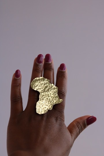 African Map Statement Ring – Handmade Brass Ring from Kenya | Bold Adjustable Jewelry