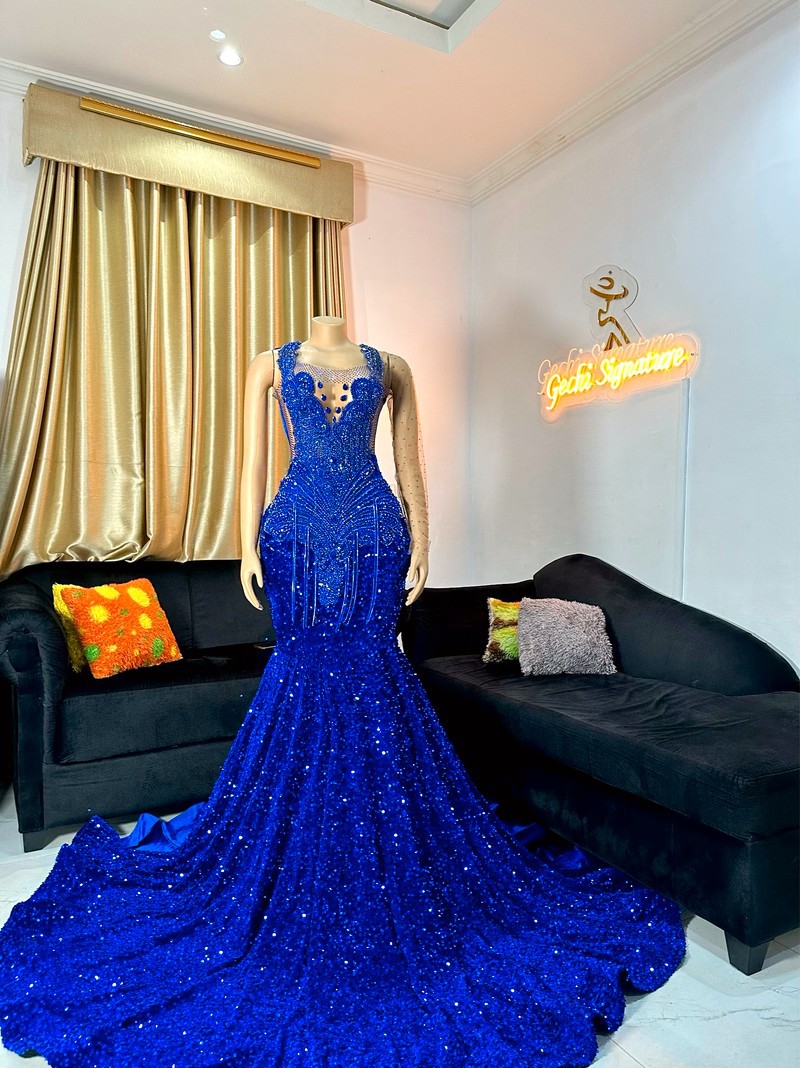 knee length dresses for ladies Beautiful Long Sleeveless Mermaid Prom Dress with Beading